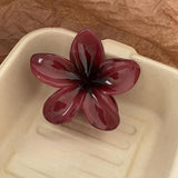 Maxbell Flower Shape Hair Claw Clip Nonslip Hair Clip for Women   Red