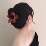Maxbell Flower Shape Hair Claw Clip Nonslip Hair Clip for Women   Red