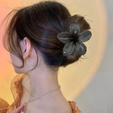 Maxbell Flower Shape Hair Claw Clip Nonslip Hair Clip for Women   Deep Gray