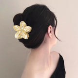 Maxbell Flower Shape Hair Claw Clip Nonslip Hair Clip for Women   Gold