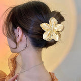 Maxbell Flower Shape Hair Claw Clip Nonslip Hair Clip for Women   Gold