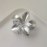 Maxbell Flower Shape Hair Claw Clip Nonslip Hair Clip for Women   Silver