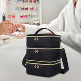 Maxbell Nail Polish Carrying Case Bag Nail Polish Holder for Nail Lamp Manicure Sets Woven texture