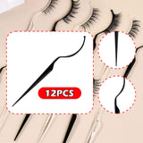 Maxbell 12x Eyelash Display Sticks Portable Eyelash Holders for DIY Beginners Travel Black