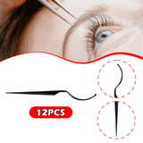 Maxbell 12x Eyelash Display Sticks Portable Eyelash Holders for DIY Beginners Travel Black