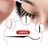 Maxbell 12x Eyelash Display Sticks Portable Eyelash Holders for DIY Beginners Travel Black