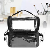 Maxbell Makeup Brush Case with Removable Divider Waterproof with Handle Professional Black