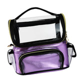 Maxbell Makeup Brush Case with Removable Divider Waterproof with Handle Professional Purple