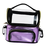 Maxbell Makeup Brush Case with Removable Divider Waterproof with Handle Professional Purple