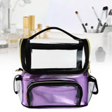 Maxbell Makeup Brush Case with Removable Divider Waterproof with Handle Professional Purple