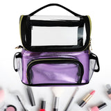 Maxbell Makeup Brush Case with Removable Divider Waterproof with Handle Professional Purple