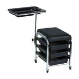 Maxbell Manicure Beauty Tool Cart with Wheels Practical Chair Stool for Salon Beauty Black