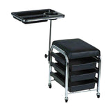 Maxbell Manicure Beauty Tool Cart with Wheels Practical Chair Stool for Salon Beauty Black