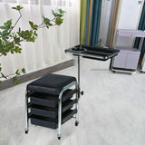 Maxbell Manicure Beauty Tool Cart with Wheels Practical Chair Stool for Salon Beauty Black