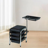 Maxbell Manicure Beauty Tool Cart with Wheels Practical Chair Stool for Salon Beauty Black