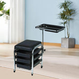 Maxbell Manicure Beauty Tool Cart with Wheels Practical Chair Stool for Salon Beauty Black