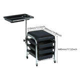 Maxbell Manicure Beauty Tool Cart with Wheels Practical Chair Stool for Salon Beauty Black