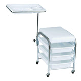 Maxbell Manicure Beauty Tool Cart with Wheels Practical Chair Stool for Salon Beauty White