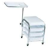 Maxbell Manicure Beauty Tool Cart with Wheels Practical Chair Stool for Salon Beauty White