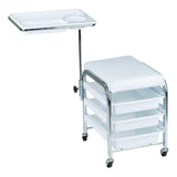 Maxbell Manicure Beauty Tool Cart with Wheels Practical Chair Stool for Salon Beauty White