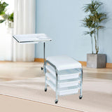 Maxbell Manicure Beauty Tool Cart with Wheels Practical Chair Stool for Salon Beauty White