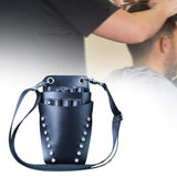 Maxbell Hairdressing Scissors Bag PU Leather Waist Bag for Salon Barbers Black