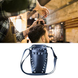 Maxbell Hairdressing Scissors Bag PU Leather Waist Bag for Salon Barbers Black