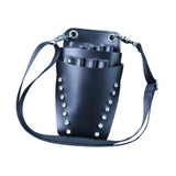 Maxbell Hairdressing Scissors Bag PU Leather Waist Bag for Salon Barbers Black