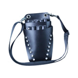 Maxbell Hairdressing Scissors Bag PU Leather Waist Bag for Salon Barbers Black