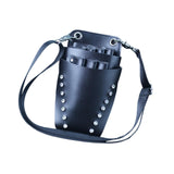 Maxbell Hairdressing Scissors Bag PU Leather Waist Bag for Salon Barbers Black
