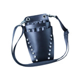 Maxbell Hairdressing Scissors Bag PU Leather Waist Bag for Salon Barbers Black