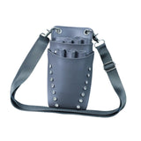Maxbell Hairdressing Scissors Bag PU Leather Waist Bag for Salon Barbers Gray