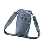 Maxbell Hairdressing Scissors Bag PU Leather Waist Bag for Salon Barbers Gray