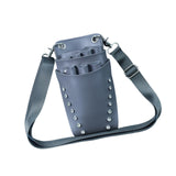 Maxbell Hairdressing Scissors Bag PU Leather Waist Bag for Salon Barbers Gray