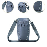 Maxbell Hairdressing Scissors Bag PU Leather Waist Bag for Salon Barbers Gray