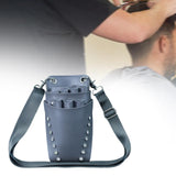 Maxbell Hairdressing Scissors Bag PU Leather Waist Bag for Salon Barbers Gray