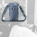 Maxbell Hairdressing Scissors Bag PU Leather Waist Bag for Salon Barbers Gray