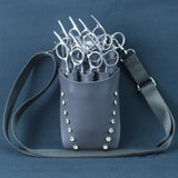 Maxbell Hairdressing Scissors Bag PU Leather Waist Bag for Salon Barbers Gray