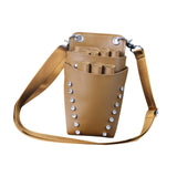Maxbell Hairdressing Scissors Bag PU Leather Waist Bag for Salon Barbers Brown
