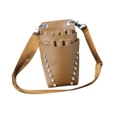 Maxbell Hairdressing Scissors Bag PU Leather Waist Bag for Salon Barbers Brown