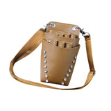 Maxbell Hairdressing Scissors Bag PU Leather Waist Bag for Salon Barbers Brown