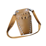 Maxbell Hairdressing Scissors Bag PU Leather Waist Bag for Salon Barbers Brown