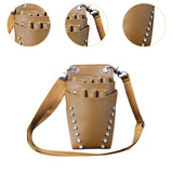 Maxbell Hairdressing Scissors Bag PU Leather Waist Bag for Salon Barbers Brown