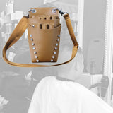 Maxbell Hairdressing Scissors Bag PU Leather Waist Bag for Salon Barbers Brown
