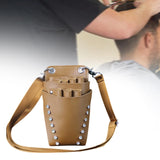 Maxbell Hairdressing Scissors Bag PU Leather Waist Bag for Salon Barbers Brown