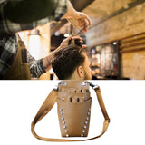 Maxbell Hairdressing Scissors Bag PU Leather Waist Bag for Salon Barbers Brown