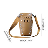Maxbell Hairdressing Scissors Bag PU Leather Waist Bag for Salon Barbers Brown