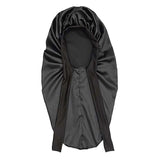 Maxbell Satin Bonnet Elastic Bath Hat Women Hair Bonnet for Makeup Bath Washing Face Black