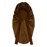 Maxbell Satin Bonnet Elastic Bath Hat Women Hair Bonnet for Makeup Bath Washing Face Brown