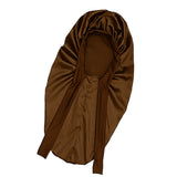 Maxbell Satin Bonnet Elastic Bath Hat Women Hair Bonnet for Makeup Bath Washing Face Brown